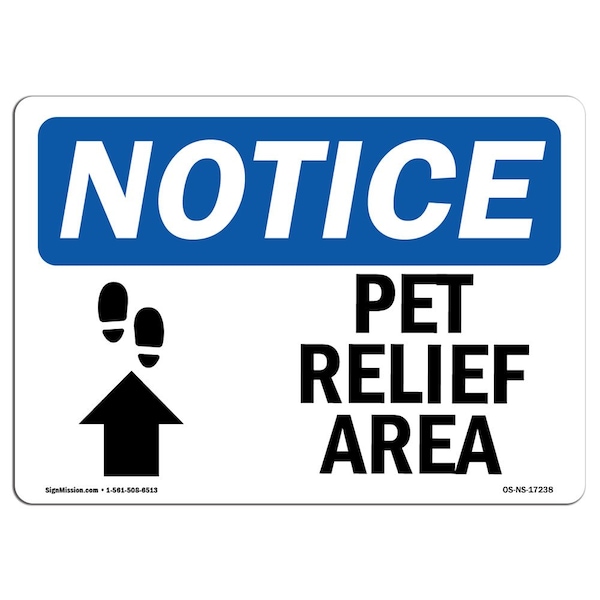 Sign, 3.5" H, Pet Relief Area (Up Arrow) Sign, Landscape, NS-D-35-L-17238-10PK